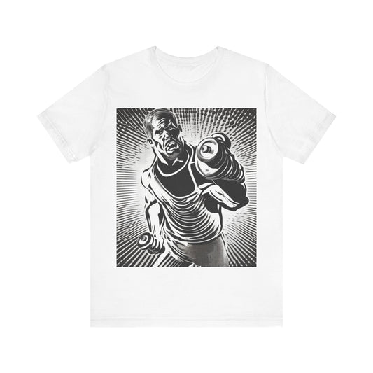 boostlete-pr-season-scene-lunge-halftone-engraved-0096 — Unisex Jersey Short Sleeve (B+C 3001)