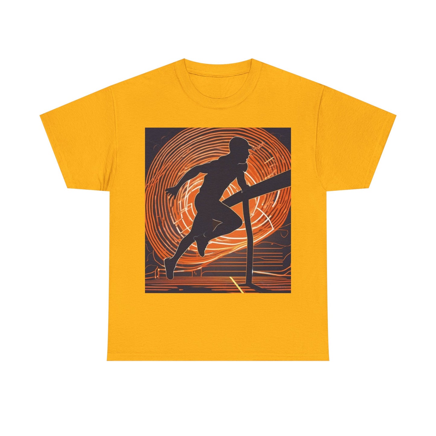 boostlete-iron-intent-scene-hurdler-neon-modern-0264 — Unisex Heavy Cotton Tee (Gildan 5000)