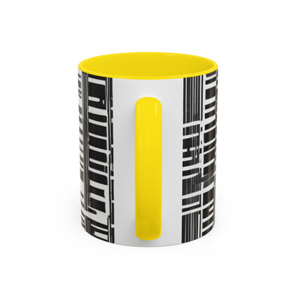 boostlete-iron-intent-pattern-barcode-line-art-0599 — Accent Mug 11/15oz