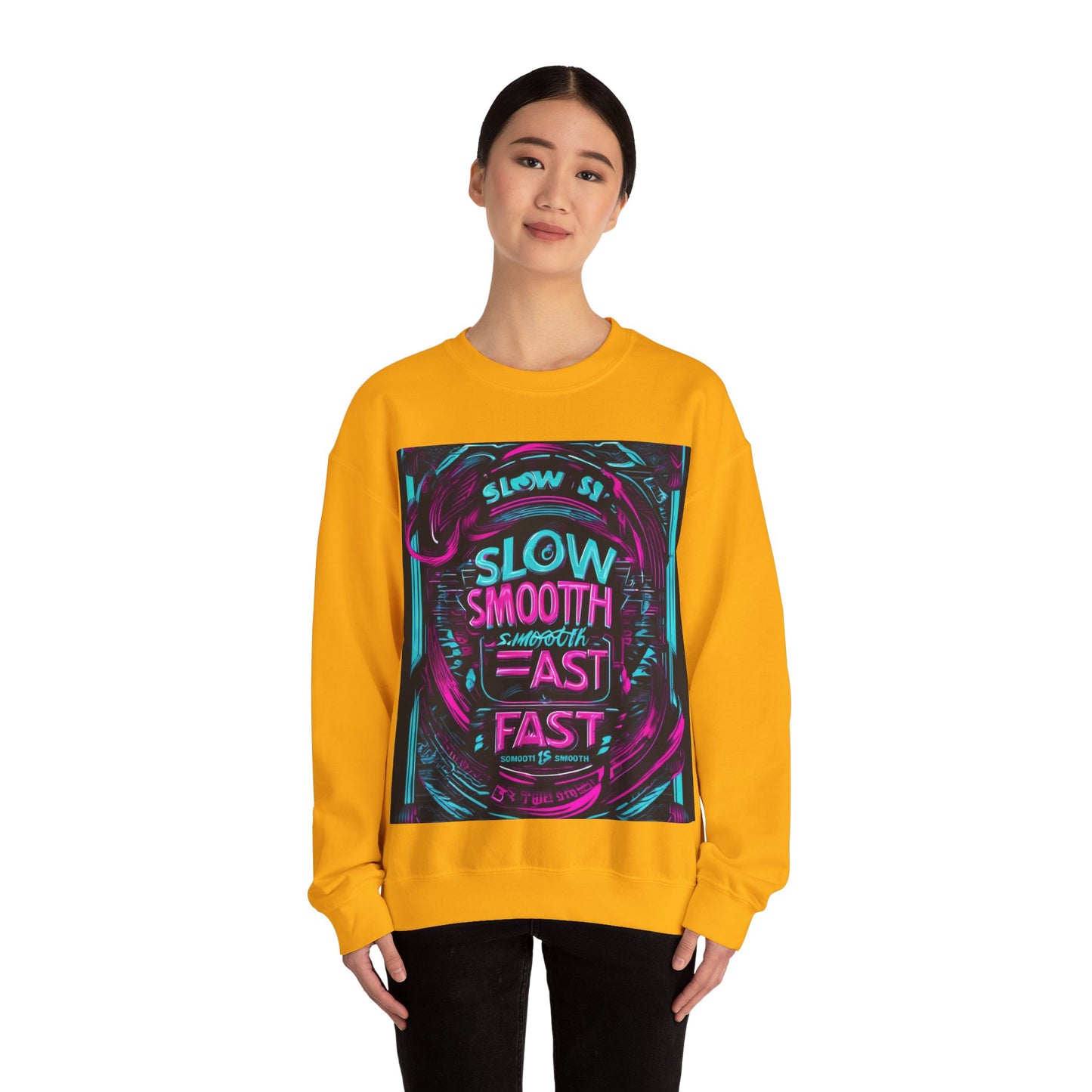 boostlete-recovery-progress-type-slow-is-smooth-smooth-is-fast-banner-engraved-0181 — Unisex Heavy Blend Crewneck Sweatshirt (Gildan)