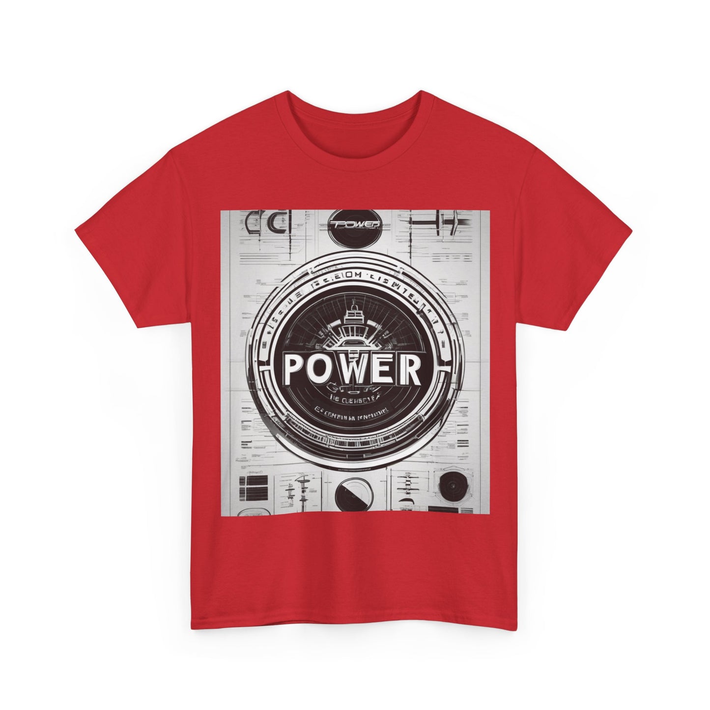 boostlete-boost-mode-type-power-in-quiet-badge-blueprint-0245 — Unisex Heavy Cotton Tee (Gildan 5000)