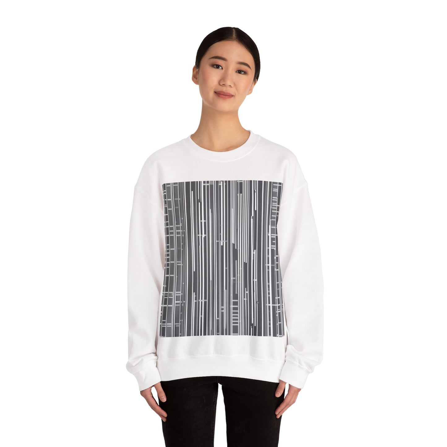 boostlete-boost-mode-pattern-barcode-blueprint-0463 — Unisex Heavy Blend Crewneck (G18000)