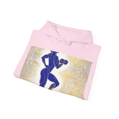 boostlete-iron-intent-scene-lunge-neon-line-art-0392 — Unisex Heavy Blend Hoodie (G18500)