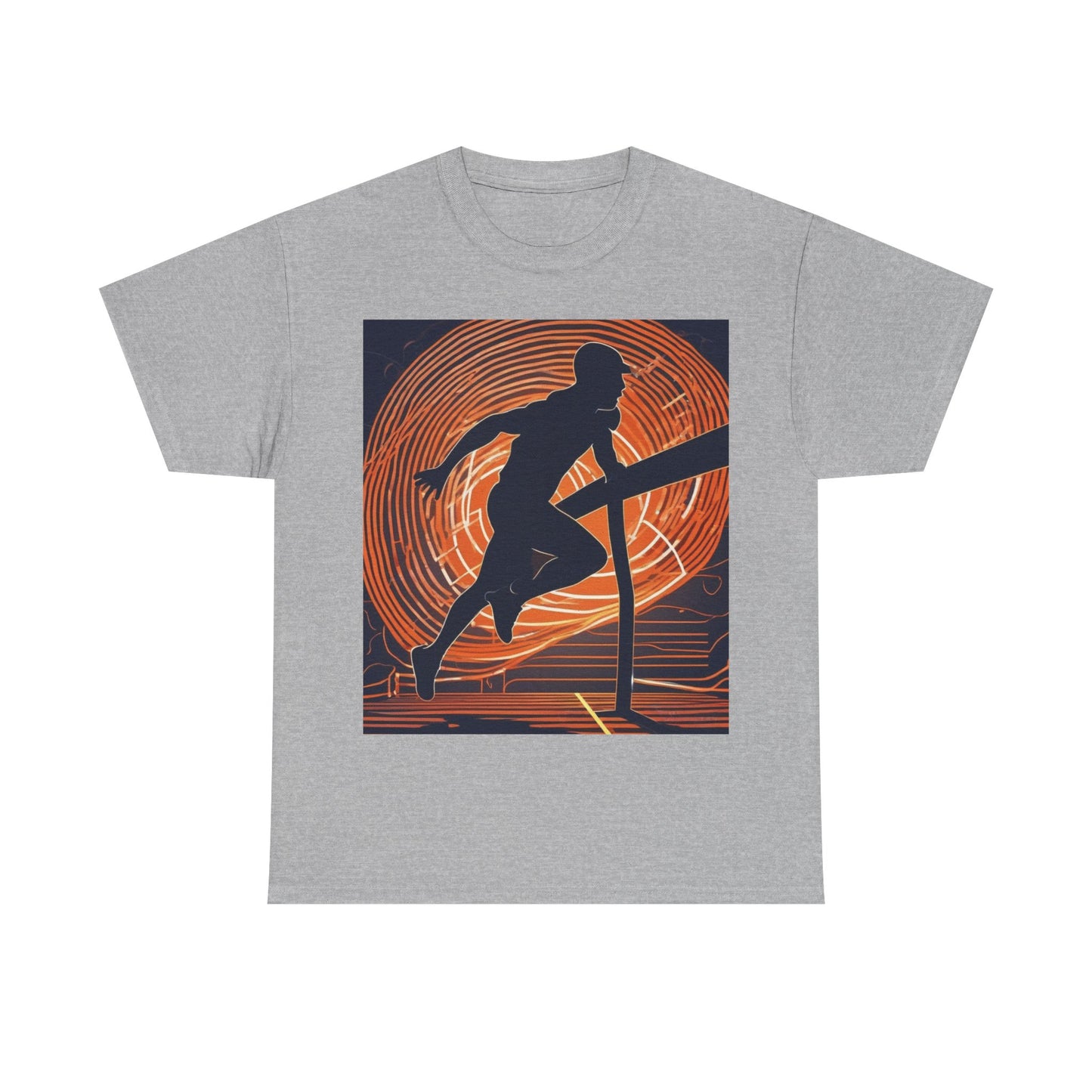 boostlete-iron-intent-scene-hurdler-neon-modern-0264 — Unisex Heavy Cotton Tee (Gildan 5000)
