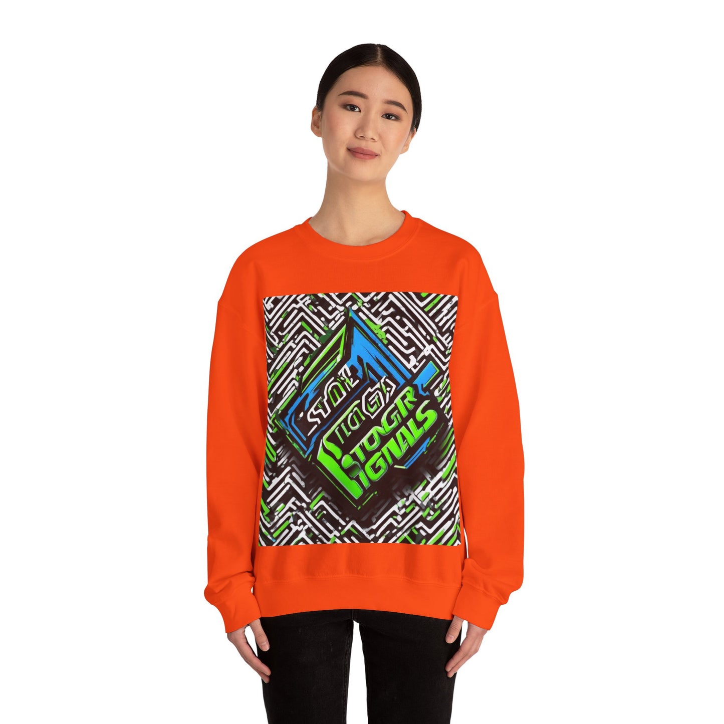 boostlete-am-crew-type-stronger-signals-diagonal-badge-1077 — Unisex Heavy Blend Crewneck (G18000)