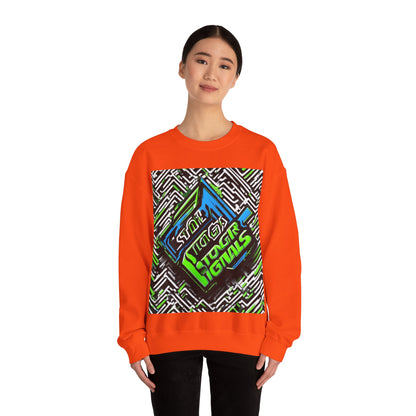 boostlete-am-crew-type-stronger-signals-diagonal-badge-1077 — Unisex Heavy Blend Crewneck (G18000)