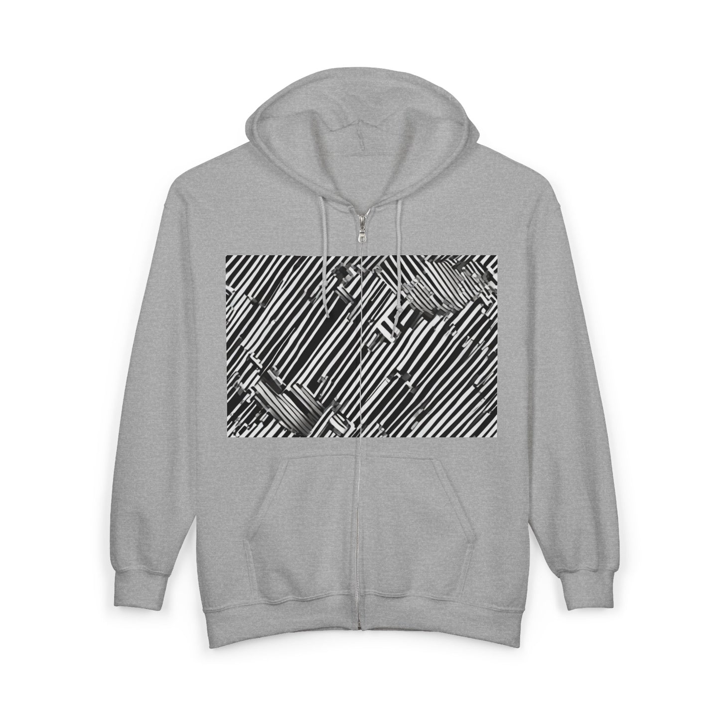 boostlete-mile-by-mile-pattern-barcode-monoline-0059 — Unisex Heavy Blend Full-Zip Hooded Sweatshirt