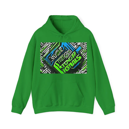boostlete-am-crew-type-stronger-signals-diagonal-badge-1077 — Unisex Heavy Blend Hoodie (G18500)
