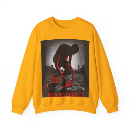 boostlete-mile-by-mile-scene-runner-grainy-bold-0168 — Unisex Heavy Blend Crewneck Sweatshirt (Gildan)