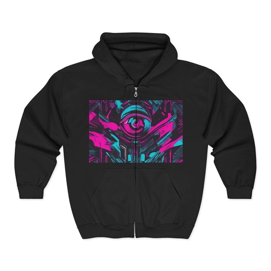 boostlete-iron-intent-type-eyes-up-forward-big-line-art-0065 — Unisex Heavy Blend Full-Zip Hooded Sweatshirt