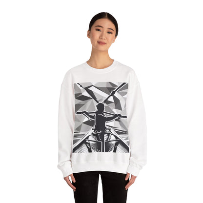 boostlete-am-crew-scene-rower-outline-geometric-0060 — Unisex Heavy Blend Crewneck Sweatshirt (Gildan)