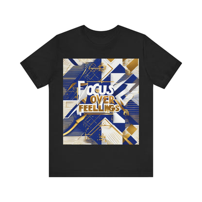 boostlete-am-crew-type-focus-over-feelings-banner-geometric-0169 — Unisex Jersey Short Sleeve (B+C 3001)