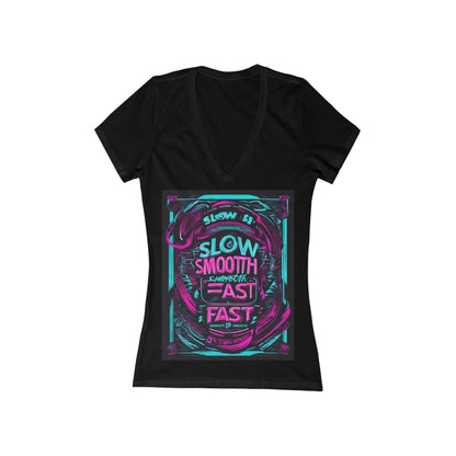 boostlete-recovery-progress-type-slow-is-smooth-smooth-is-fast-banner-engraved-0181 — Women's Deep V-Neck Tee (B+C 6035)