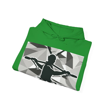 boostlete-am-crew-scene-rower-outline-geometric-0060 — Unisex Heavy Blend Hooded Sweatshirt (Gildan)