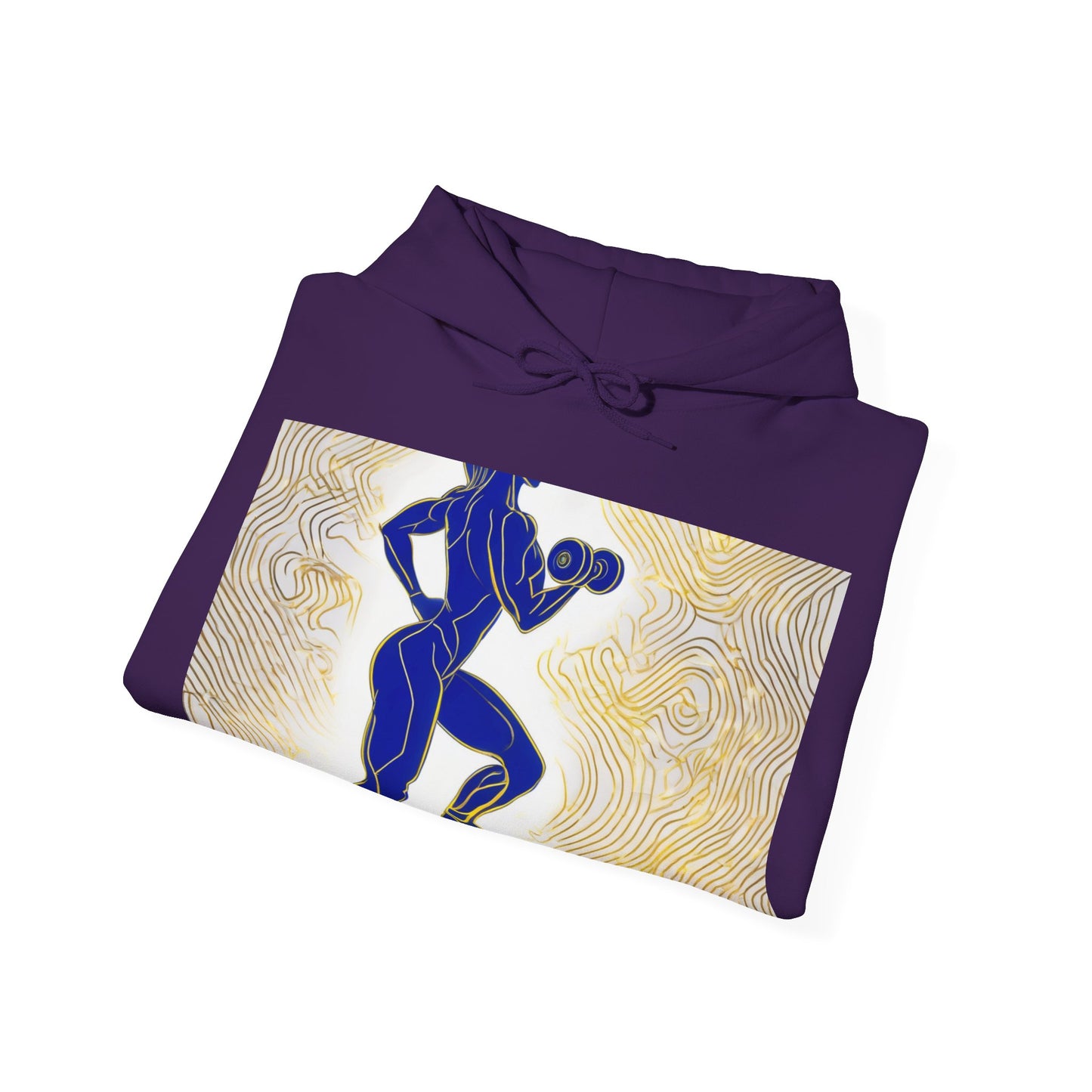 boostlete-iron-intent-scene-lunge-neon-line-art-0392 — Unisex Heavy Blend Hoodie (G18500)