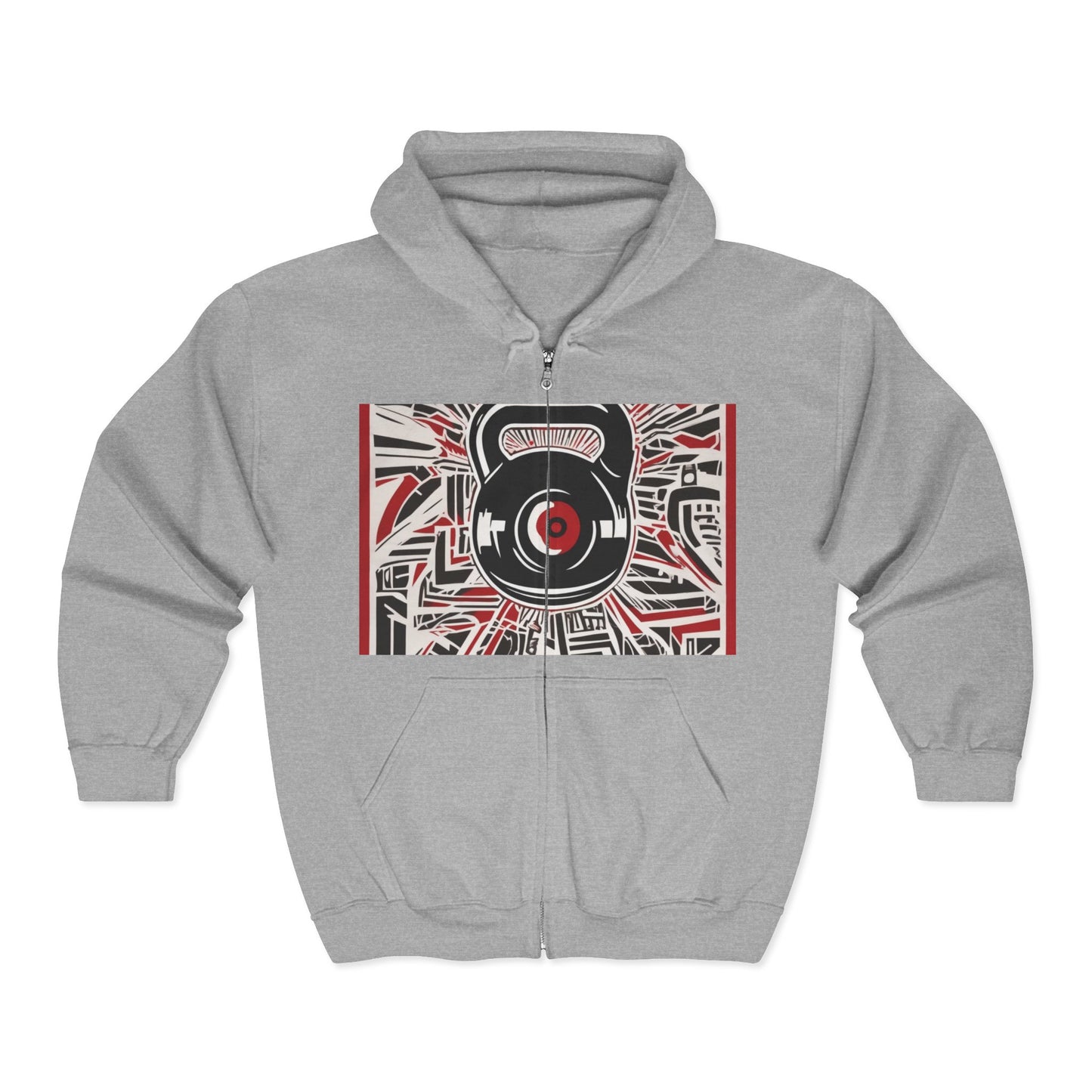 boostlete-recovery-progress-icon-kettlebell-outline-industrial-0366 — Unisex Heavy Blend Full-Zip Hooded Sweatshirt