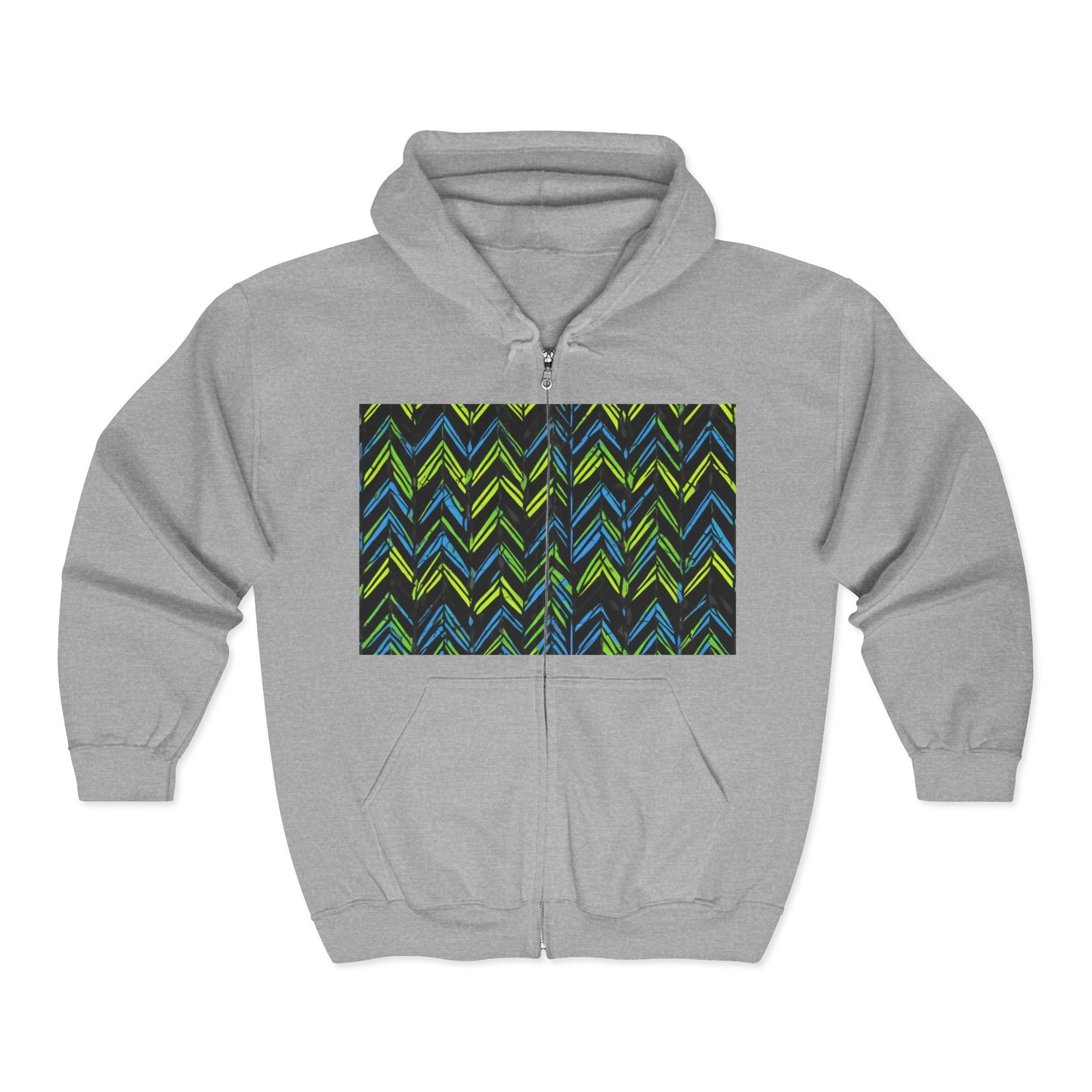 boostlete-mile-by-mile-pattern-chevron-monoline-0051 — Unisex Heavy Blend Full-Zip Hooded Sweatshirt