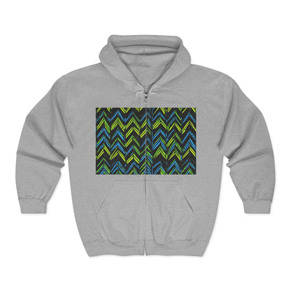 boostlete-mile-by-mile-pattern-chevron-monoline-0051 — Unisex Heavy Blend Full-Zip Hooded Sweatshirt