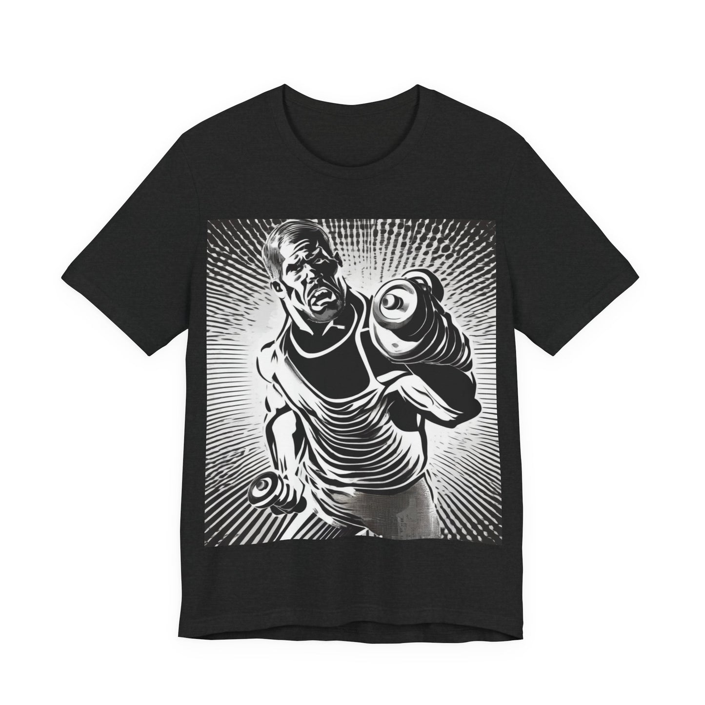 boostlete-pr-season-scene-lunge-halftone-engraved-0096 — Unisex Jersey Short Sleeve (B+C 3001)