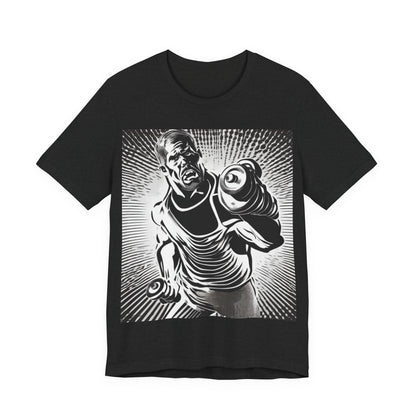 boostlete-pr-season-scene-lunge-halftone-engraved-0096 — Unisex Jersey Short Sleeve (B+C 3001)