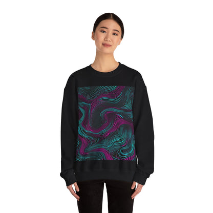 boostlete-am-crew-pattern-topographic-monoline-0075 — Unisex Heavy Blend Crewneck Sweatshirt (Gildan)
