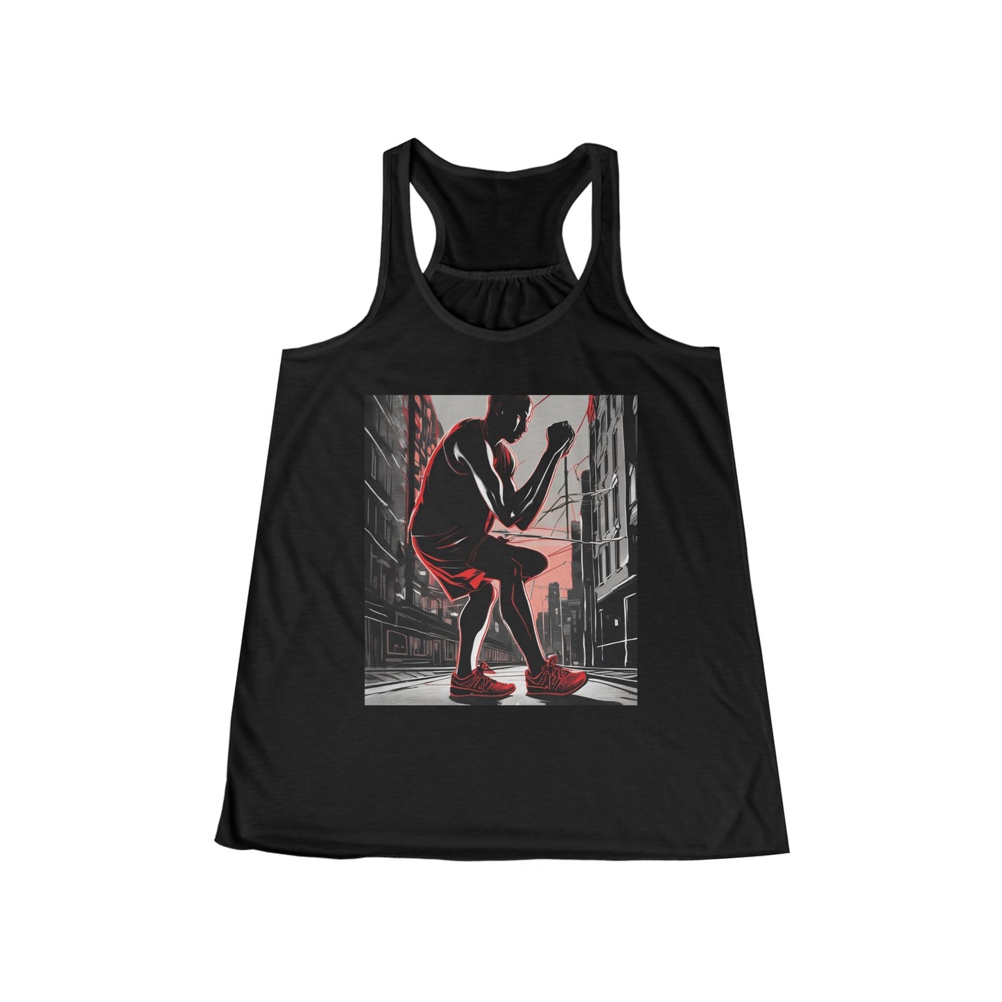 boostlete-am-crew-scene-runner-high-retro-0268 — Women's Flowy Racerback Tank (B+C 8800)