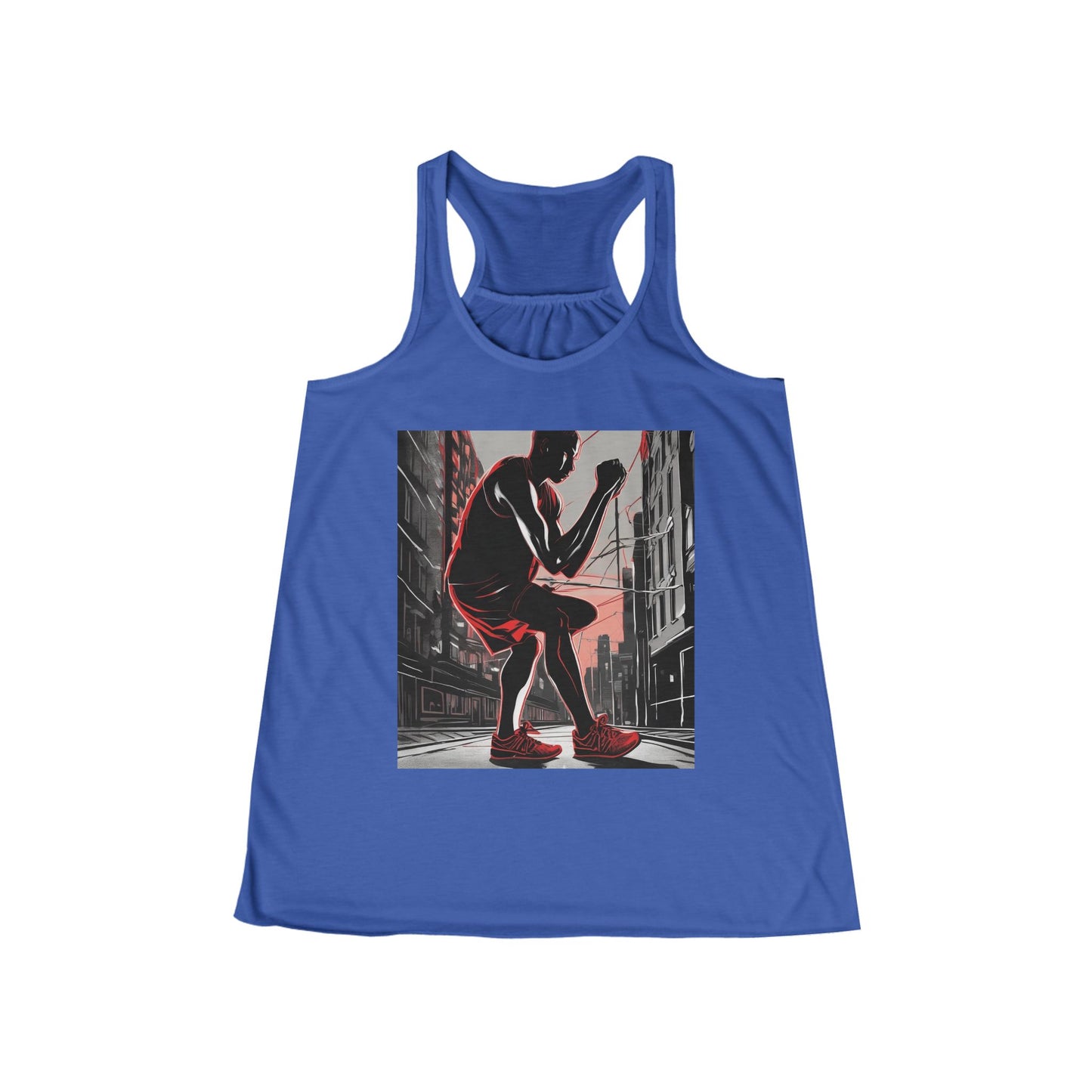 boostlete-am-crew-scene-runner-high-retro-0268 — Women's Flowy Racerback Tank (B+C 8800)