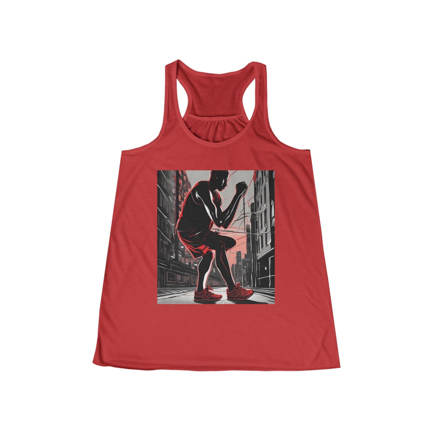 boostlete-am-crew-scene-runner-high-retro-0268 — Women's Flowy Racerback Tank (B+C 8800)