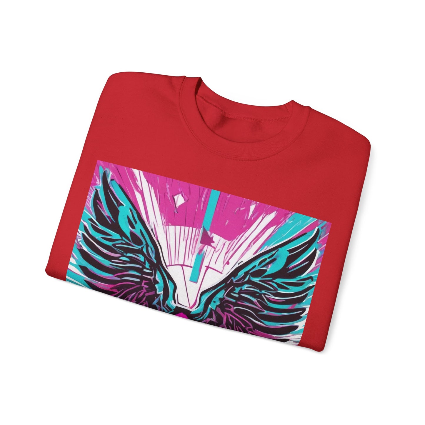 boostlete-am-crew-icon-wings-outline-line-art-0282 — Unisex Heavy Blend Crewneck Sweatshirt (Gildan)