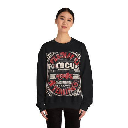 boostlete-mile-by-mile-type-focus-over-feelings-split-retro-0841 — Unisex Heavy Blend Crewneck (G18000)