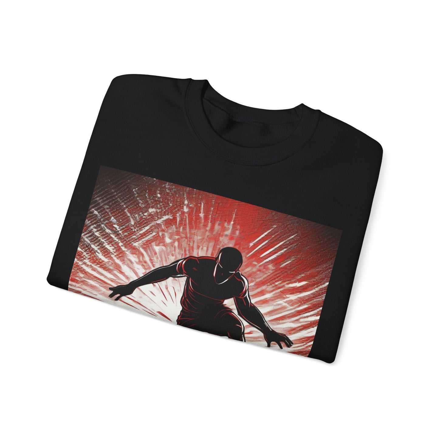 boostlete-recovery-progress-scene-hurdler-halftone-engraved-0212 — Unisex Heavy Blend Crewneck Sweatshirt (Gildan)