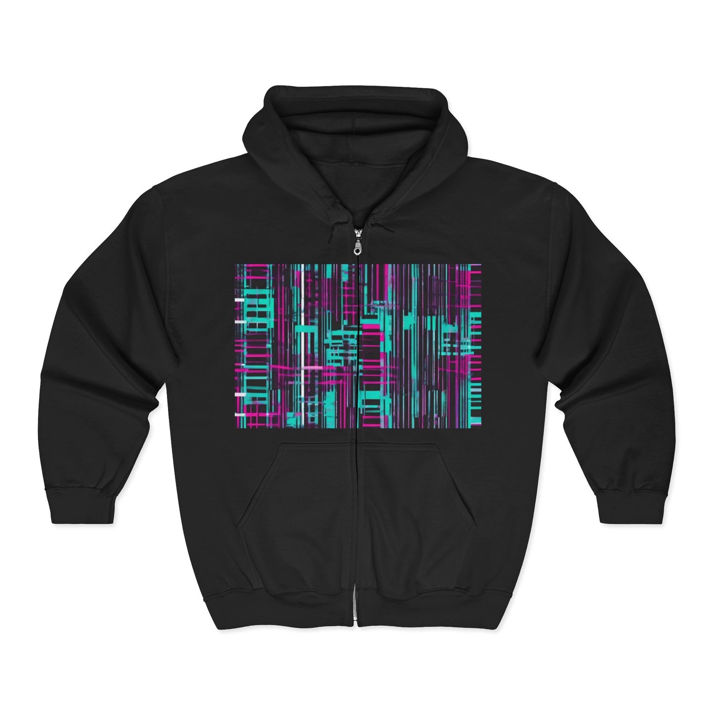 boostlete-field-day-pattern-barcode-retro-0275 — Unisex Heavy Blend Full-Zip Hooded Sweatshirt