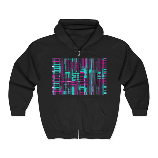 boostlete-field-day-pattern-barcode-retro-0275 — Unisex Heavy Blend Full-Zip Hooded Sweatshirt