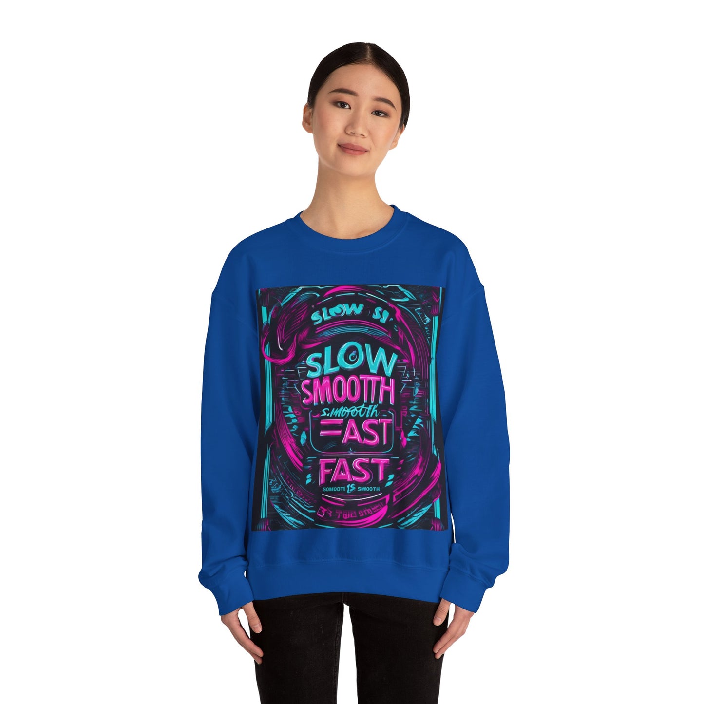 boostlete-recovery-progress-type-slow-is-smooth-smooth-is-fast-banner-engraved-0181 — Unisex Heavy Blend Crewneck Sweatshirt (Gildan)