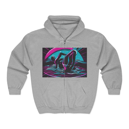 boostlete-pr-season-icon-swimmer-duotone-bold-0126 — Unisex Heavy Blend Full-Zip Hooded Sweatshirt