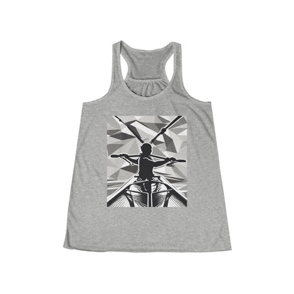 boostlete-am-crew-scene-rower-outline-geometric-0060 — Women's Flowy Racerback Tank (B+C 8800)