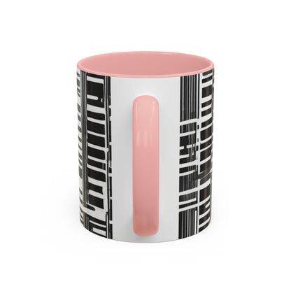 boostlete-iron-intent-pattern-barcode-line-art-0599 — Accent Mug 11/15oz