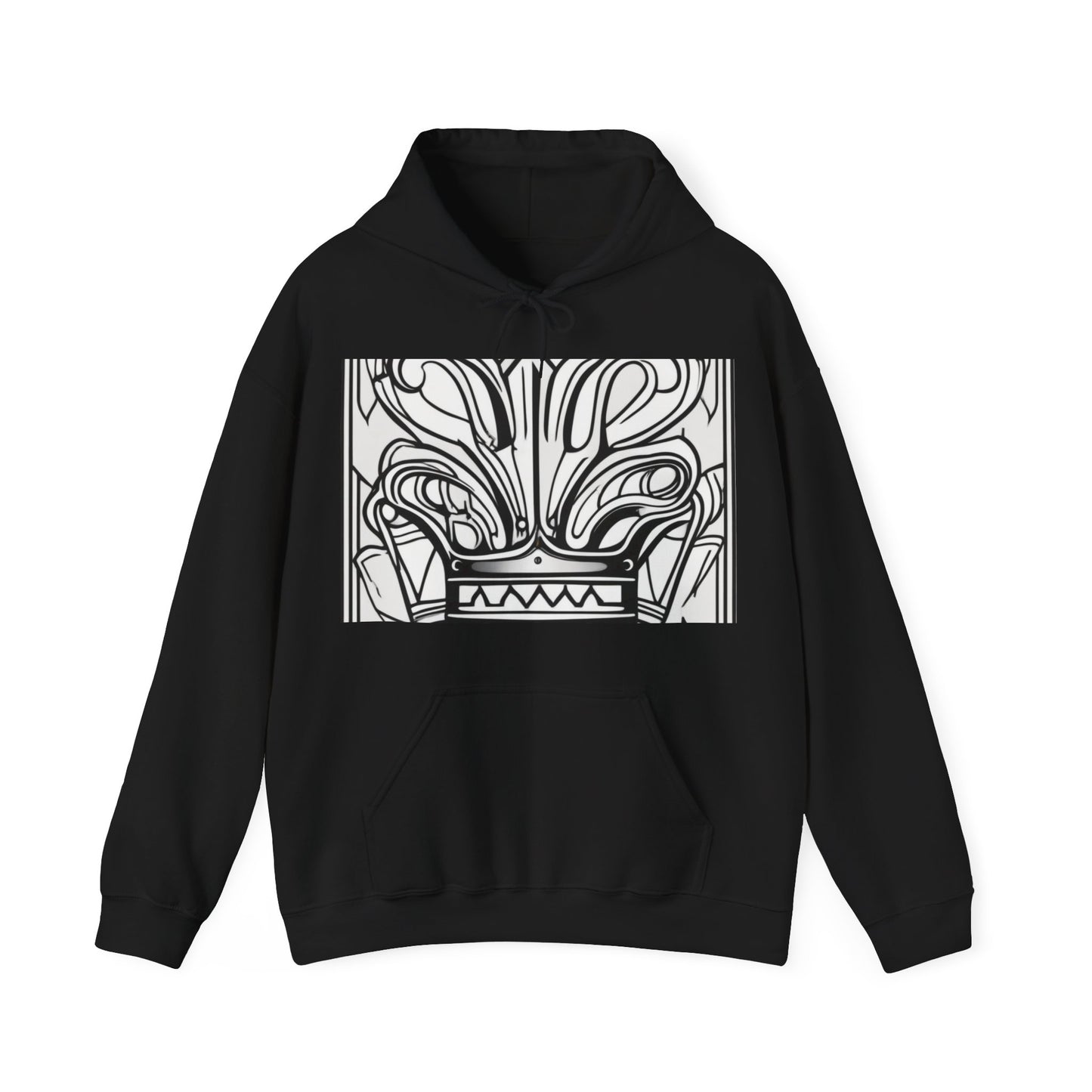boostlete-boost-mode-icon-crown-offset-line-art-0190 — Unisex Heavy Blend Hooded Sweatshirt (Gildan)