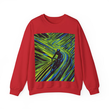 boostlete-am-crew-scene-cyclist-speed-isometric-0064 — Unisex Heavy Blend Crewneck Sweatshirt (Gildan)