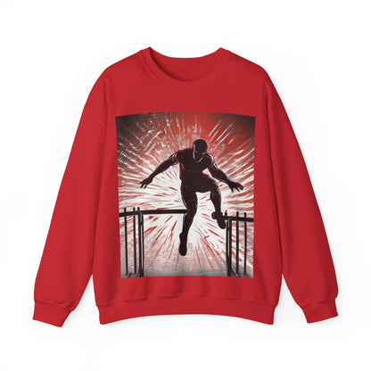 boostlete-recovery-progress-scene-hurdler-halftone-engraved-0212 — Unisex Heavy Blend Crewneck Sweatshirt (Gildan)