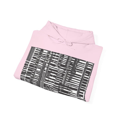 boostlete-iron-intent-pattern-barcode-line-art-0599 — Unisex Heavy Blend Hoodie (G18500)