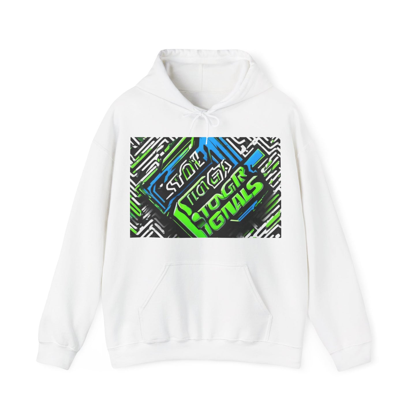 boostlete-am-crew-type-stronger-signals-diagonal-badge-1077 — Unisex Heavy Blend Hoodie (G18500)