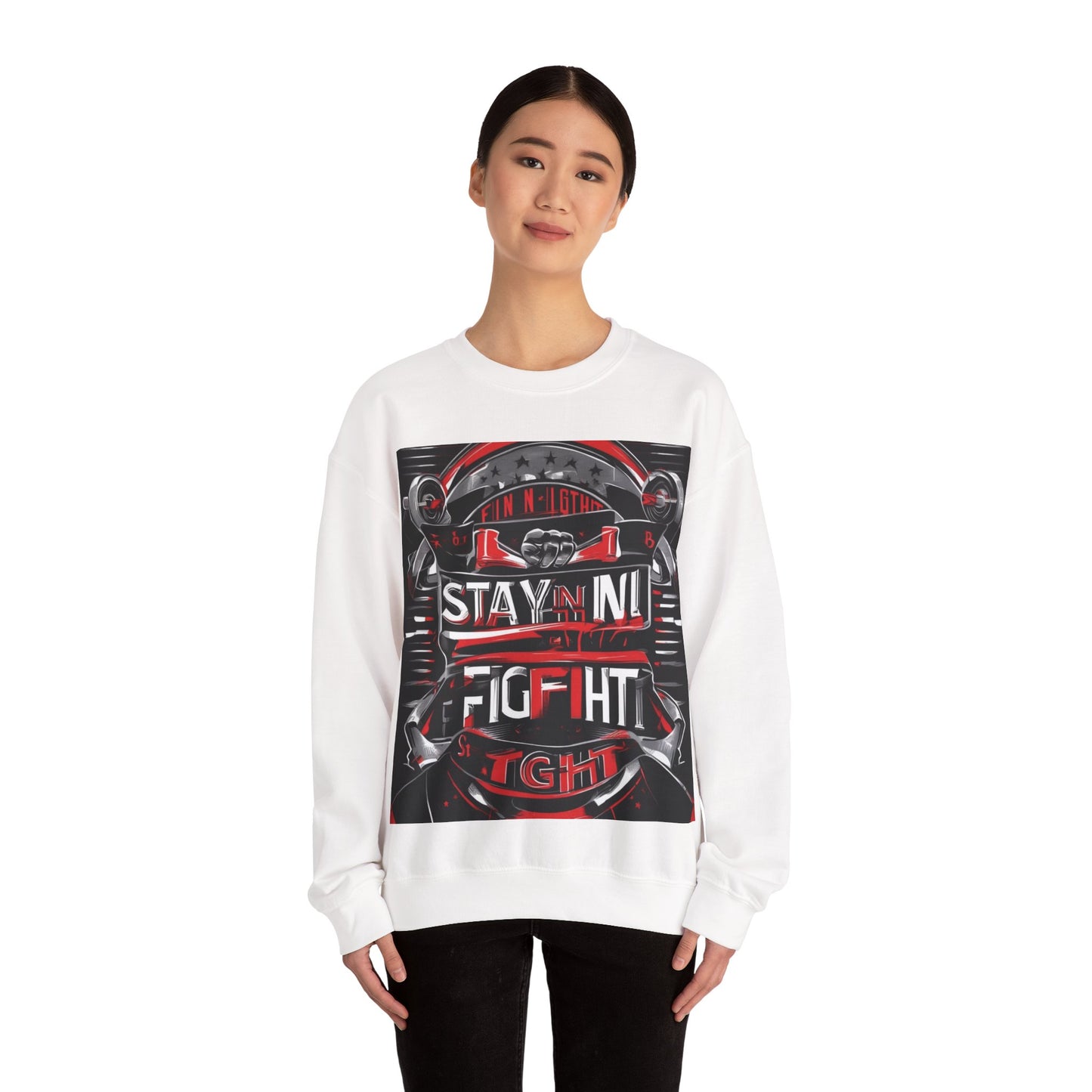 boostlete-rise-grind-type-stay-in-the-fight-banner-retro-1441 — Unisex Heavy Blend Crewneck (G18000)