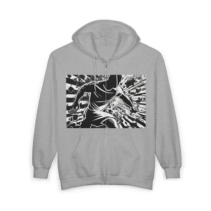 boostlete-field-day-scene-sprinter-halftone-athletic-0248 — Unisex Heavy Blend Full-Zip Hooded Sweatshirt