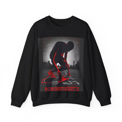 boostlete-mile-by-mile-scene-runner-grainy-bold-0168 — Unisex Heavy Blend Crewneck Sweatshirt (Gildan)