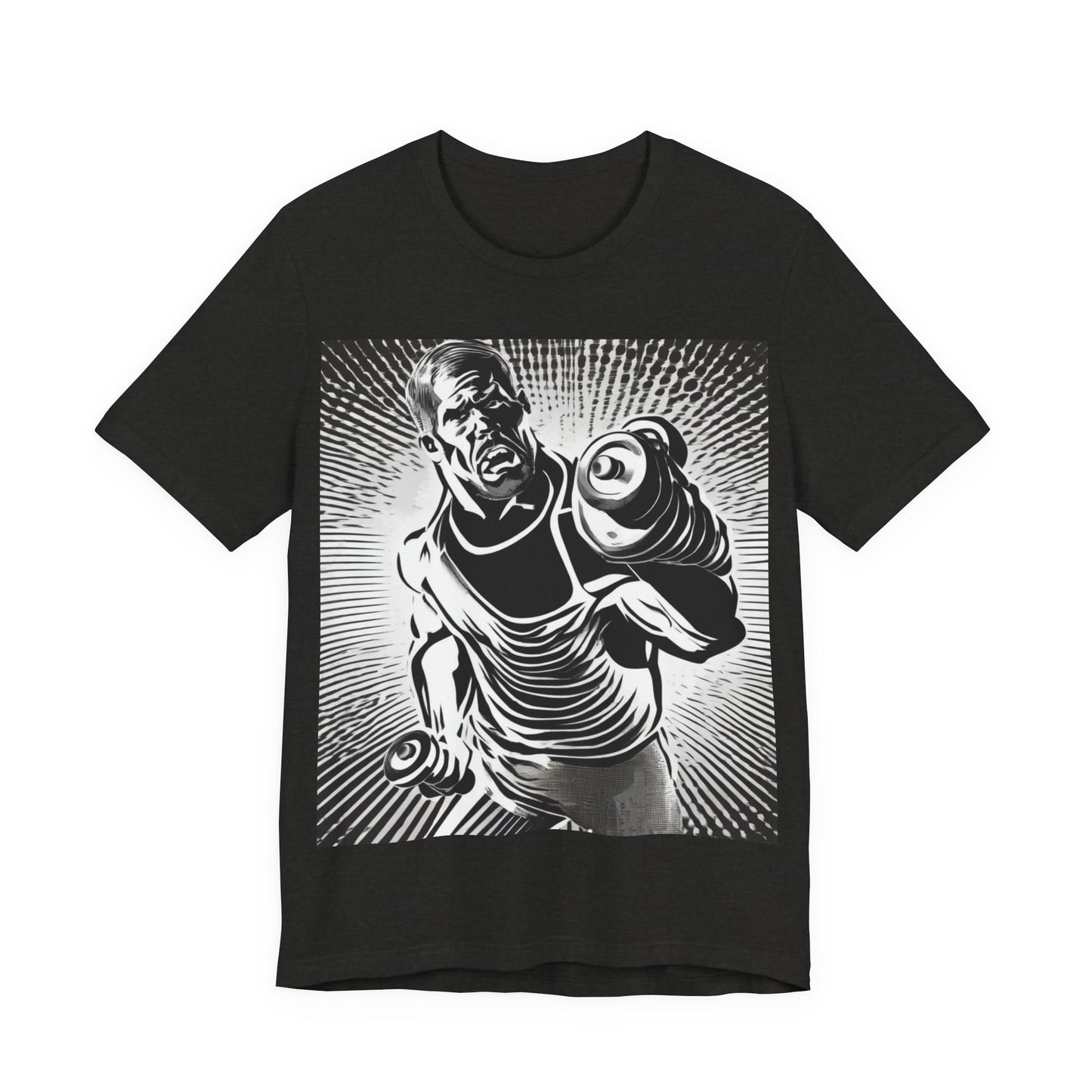 boostlete-pr-season-scene-lunge-halftone-engraved-0096 — Unisex Jersey Short Sleeve (B+C 3001)