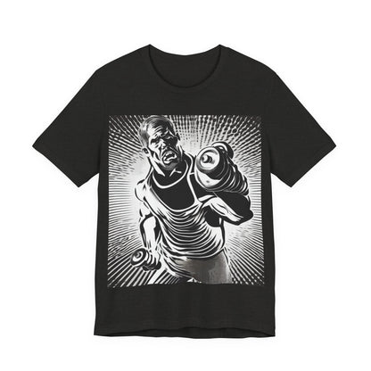 boostlete-pr-season-scene-lunge-halftone-engraved-0096 — Unisex Jersey Short Sleeve (B+C 3001)