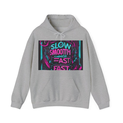 boostlete-recovery-progress-type-slow-is-smooth-smooth-is-fast-banner-engraved-0181 — Unisex Heavy Blend Hooded Sweatshirt (Gildan)