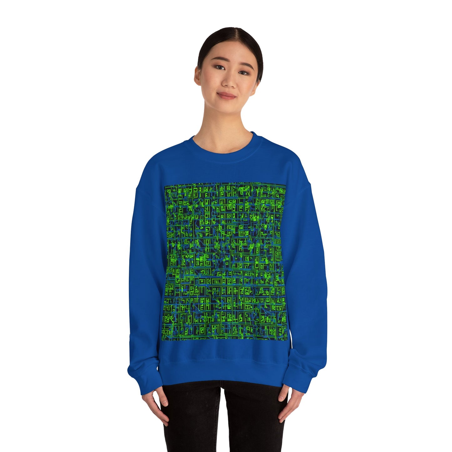 boostlete-mile-by-mile-pattern-plate-number-blueprint-0147 — Unisex Heavy Blend Crewneck Sweatshirt (Gildan)