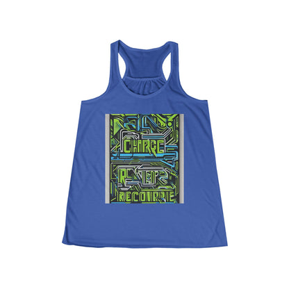 boostlete-pr-season-type-charge-train-recover-outline-over-solid-geometric-0129 — Women's Flowy Racerback Tank (B+C 8800)